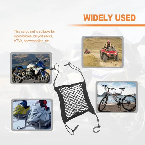 Vista 7 de Red elástica doble para almacenar cosas, se utiliza para almacenamiento de triciclos de motocicleta, súper tensión, no es fácil de dañar