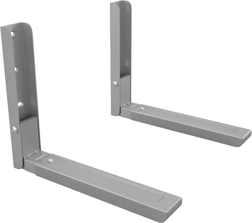 Vista 8 de AVF Soportes para horno microondas de pared, ajuste universal, acero negro resistente, brazos ajustables que soportan hasta 99 libras, juego de 2