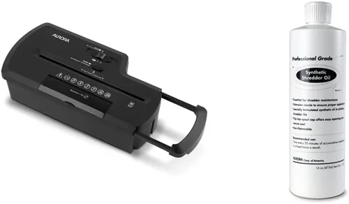 Aurora Trituradora de papel profesional con corte en tira / CD/Trituradora de tarjetas de crédito (AU800SZ) y aceite triturador sintético Aurora SL16