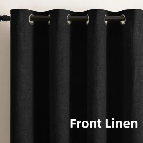 Vista 8 de CUCRAF - Juego de 2 paneles de cortinas de ventana con oscurecimiento total del 100%, de 54 pulgadas de largo, con aspecto de lino falso, cortinas