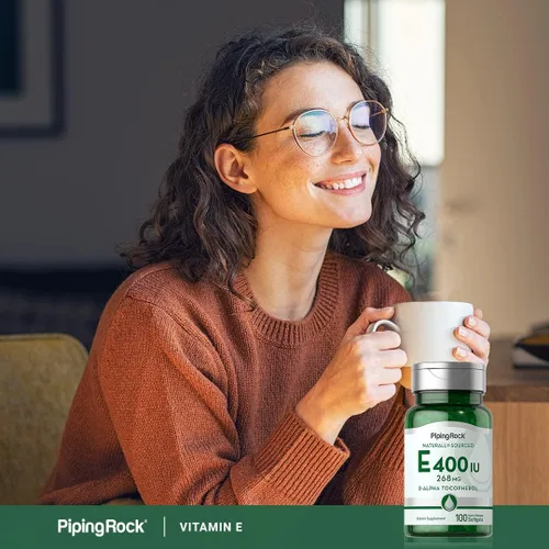 Vista 6 de Piping Rock Cápsulas de cápsulas blandas de vitamina E de 400 UI 268 mg 100 píldoras D-alfa tocoferol Suplemento sin OMG, sin gluten