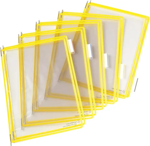 Vista 2 de DJOIS by Tarifold - Sistema de referencia y visualización de escritorio - Marcos de alambre de acero duraderos - Tamaño carta - Ampliable - Amarillo