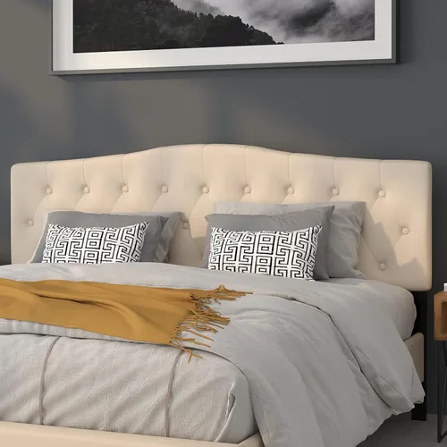 Vista 28 de Flash Furniture Cambridge - Cabecera tapizada capitoné tamaño individual en tela beige
