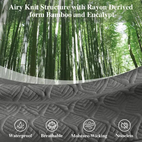 Vista 6 de Protector de colchón Twin, funda de colchón impermeable lavable de rayón, cubierta de colchón transpirable y silenciosa, protector de cama