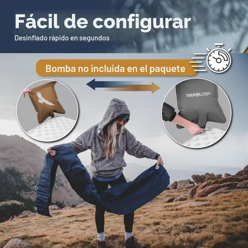 Vista 8 de TREKOLOGY Colchoneta de Dormir para Campamento – Ultraligera, Estera de Campamento de 4" de Grosor con Valor R de 7.2 para Todas las Estaciones