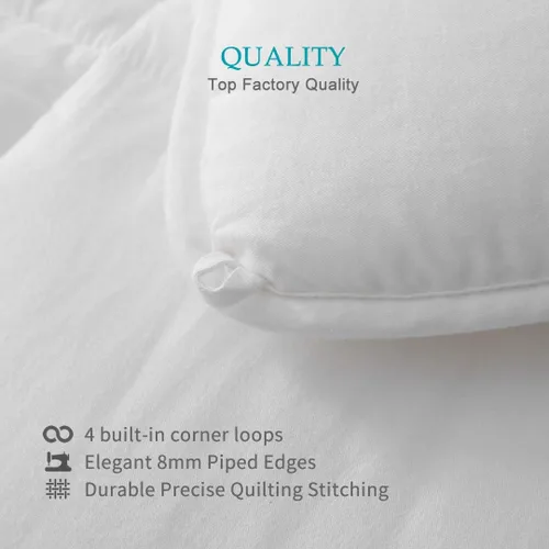 Vista 7 de Relleno de edredón ligero tamaño Queen, edredón alternativo con cubierta de algodón ultra suave, edredón de cama refrescante para personas que