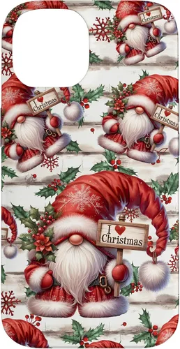 Vista 4 de iPhone 15 Pro Max Love Christmas Gnomo Shabby Chic Decoración para mujer Bonita funda de Navidad