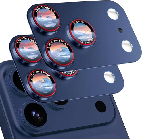 Vista 10 de HelloDeere Protector de lente de cámara de vidrio templado de alta alúmina 9H para lente de iPhone 17 Pro, grado militar inastillable con fuerte