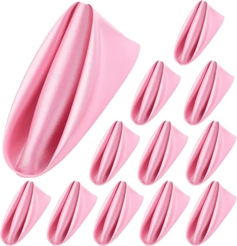 Vista 23 de Aneco 12 Piezas de Servilleta de Satén Cuadrada de 20 x 20 Pulgadas, Servilletas de Cena para Bodas, Servilletas de Fiesta, Servilletas de Mesa