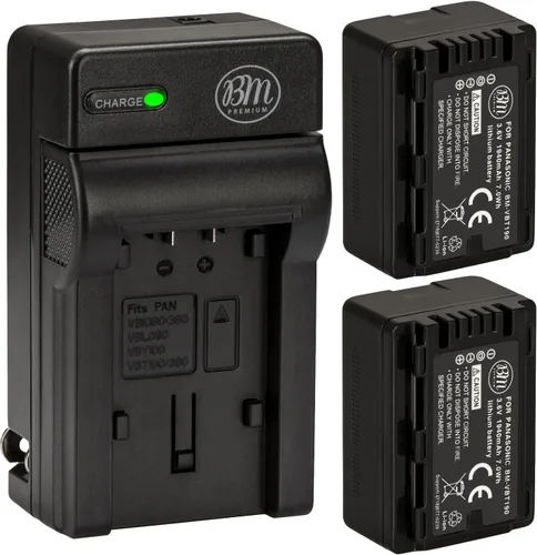 BM Premium Paquete de 2 baterías VW-VBT190 y cargador de batería para HC-V800K, HC-VX1K, HC-WXF1K, HCV520, HC-V550, HCV710, HCV720, HC-V750,
