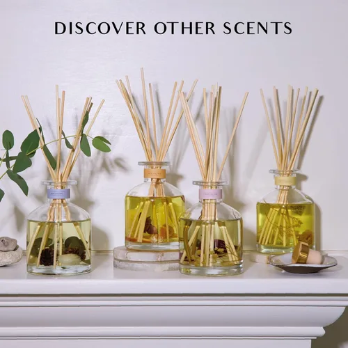 Vista 6 de Benevolence LA Difusor de junco, difusor de aroma de rosa y sándalo para el hogar con varillas difusoras de aceite Colección Sun-Kissed