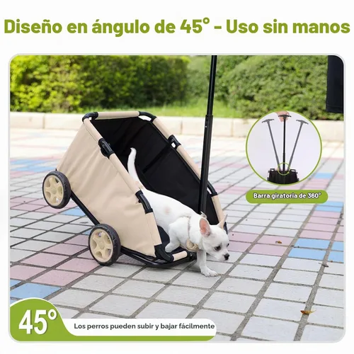 Vista 8 de Mini cochecitos para perros para mini mascotas, carritos de compras multifuncionales plegables con mango extensible, cojín integrado y cuerda