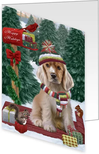 Vista 28 de Holly Jolly Holidays Cocker Spaniel Dog Greeting Cards - Adorable Pets Invitation Cards with Envelopes - Pet Artwork Christmas Greeting Cards