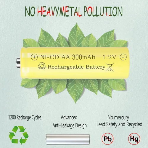 Vista 3 de Baterías recargables de 1.2 voltios AA 300mAh NI-CD para luces decorativas solares al aire libre, luces de velas, 8 paquetes
