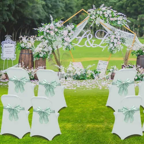 Vista 2 de HAINARverS Fundas para sillas plegables de elastano elástico, 30 unidades, protector universal para sillas para bodas, fiestas, banquetes