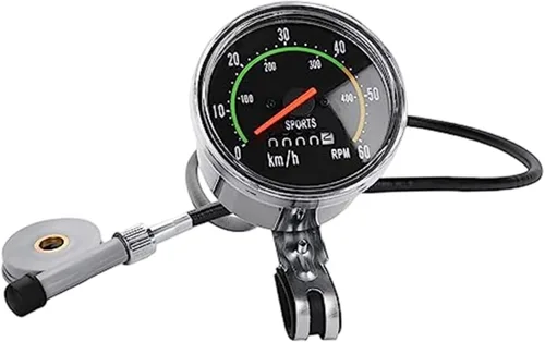Vista 2 de Cuentakilómetros y velocímetro, Km/H RMP impermeable Mini Bike Speedometer, estilo de la vieja escuela, computadora de ciclismo con cable