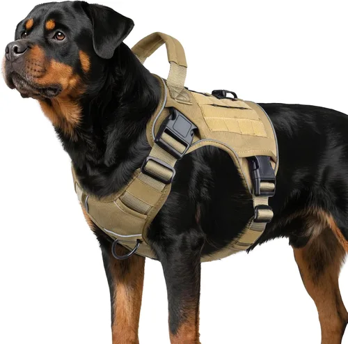 Vista 11 de WINGOIN - Arnés táctico negro para perros medianos, arnés resistente sin tirones con asa, ajustable, reflectante, arnés militar K9 para mascotas