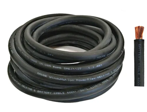 Vista 8 de WNI - Cable de cobre para batería de soldadura ultra flexible calibre 1/0 de 10 pies, color negro, 1/0 AWG, fabricado en los Estados Unidos