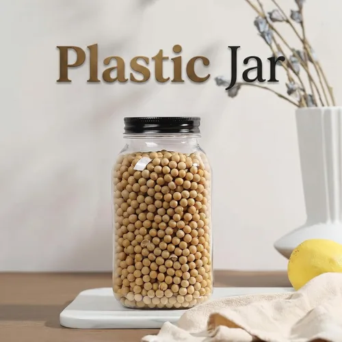 Vista 3 de novelinks Tarros de plástico transparente de 32 onzas con tapas, paquete de 6 tarros grandes de plástico con tapas de 32 onzas, recipientes