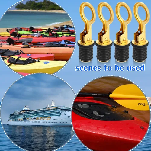 Vista 7 de Amyhill 4 Pcs Boat Plugs Snap Handle Drain Plug for 1 Inch Diameter Marine Drain Twist Marine Boat Rubber Accessories