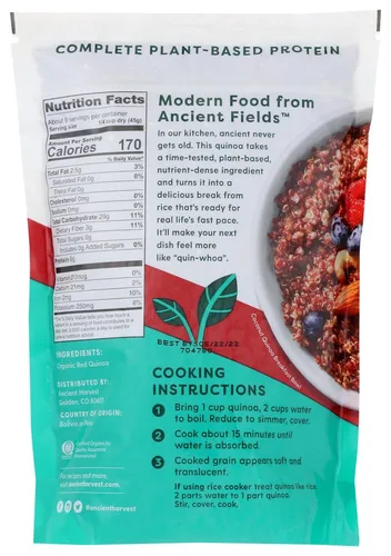 Vista 2 de Ancient Harvest, Quinoa, Inca Red, 12 oz (340 g) (paquete de 2)
