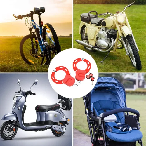 Vista 4 de Cadena de bloqueo para esposas de motocicleta con llave para scooter eléctrico resistente antirrobo, bicicletas scooters