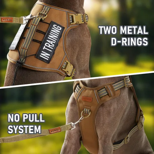 Vista 2 de Arnés para perro sin tirones para perros de tamaño pequeño, chaleco ajustable para caminar fácilmente, material Oxford transpirable, tiras