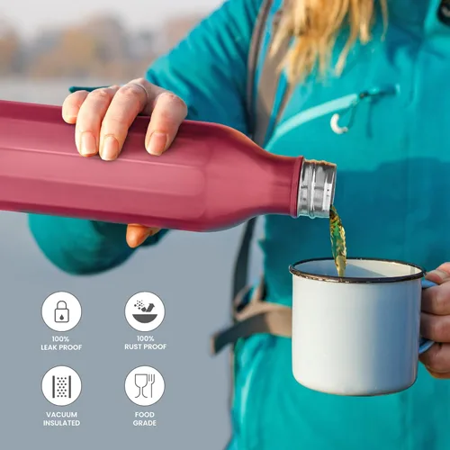 Vista 2 de Milton Bliss 600 Thermosteel - Botella de agua fría y caliente, 24 horas, 16.9 fl oz, color rojo