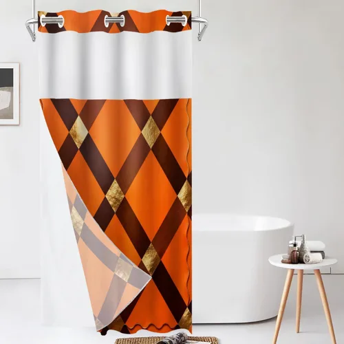 Vista 332 de Shrahala Father and Child Embracing No Hooks Shower Curtain with Snap in Liner Set, Tender Moment Captured Bathroom Décor Polyester Fiber Waterproof