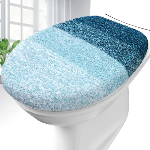 Vista 16 de OLANLY Funda para tapa de inodoro de baño de microfibra suave, cubiertas lavables a máquina, 17.5x15 pulgadas, con respaldo de goma que se mantiene