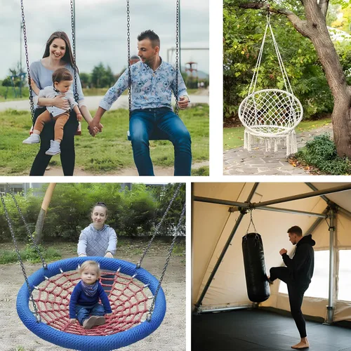 Vista 7 de Heavy Duty Stainless Steel Chains, Heavy Punching Bag Chain with 2 Carabiners, 550LB Capacity Hammock Hardware Kit for Swing Chairs Hammocks