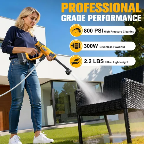 Vista 2 de DIYtoolifz Herramienta de limpieza compatible con batería DeWalt de 20 V, 2.2 libras, con manguera de 16.4 pies y boquilla 6 en 1 + accesorio