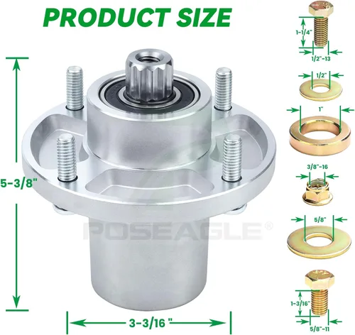 Vista 3 de 607418 El conjunto de husillo reemplaza al conjunto de husillo Hustler 601804, husillo Hustler Fastrak 48, Hustler Raptor sd 60 husillos