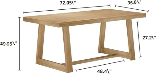 Vista 2 de Plank+Beam Mesa de comedor rústica de 72 pulgadas, mesa de cocina rústica de madera maciza, para comedor, oficina en casa, muebles de sala de estar