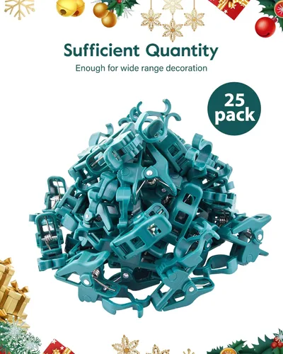 Vista 8 de C7 C9 - Clips de resorte universales para luces navideñas, 25 unidades de clips de resorte rápido para decoraciones de luces navideñas, clips