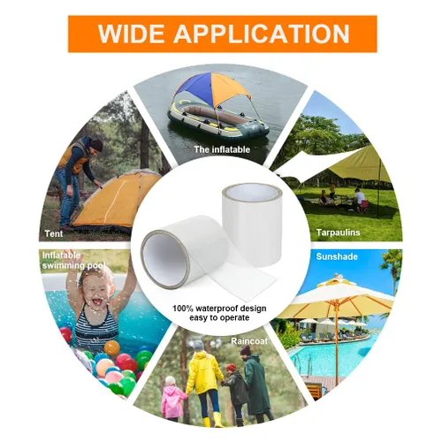 Vista 8 de Maveek - 2 rollos de cinta transparente para calafatear, tira selladora autoadhesiva de 4 pulgadas x 5 pies (1.65 yardas), cinta de sellado de PVC