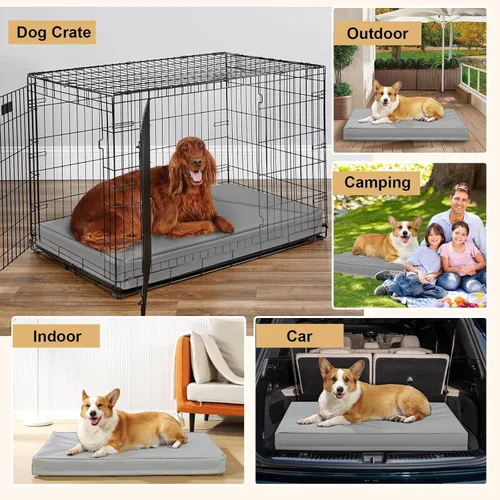 Vista 7 de Camas indestructibles para perros grandes, cama ortopédica de espuma viscoelástica para mascotas con tela Oxford, cama impermeable para perros al