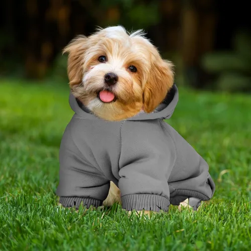 Vista 5 de SATINIOR 2 piezas de sudadera con capucha para perros de invierno, sudaderas cálidas para perros pequeños con bolsillos, abrigo de algodón para ropa
