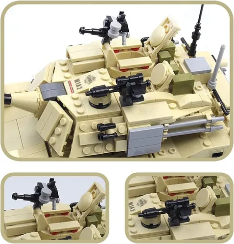 Vista 4 de dOvOb Bloque de construcción de tanque del ejército (1080 unidades), WW2 Militar M1A2 Abrams modelo tanque con figuras de soldado, juguetes regalos