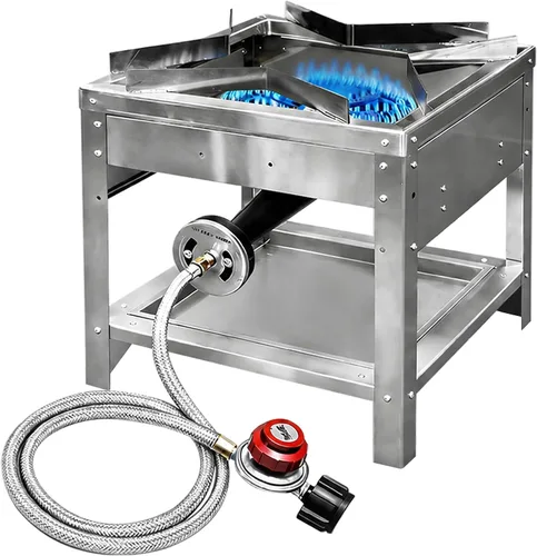 Quemador de propano único de acero inoxidable - Cocina de gas para exteriores con regulador de 20 PSI, estufa de propano portátil de alta potencia