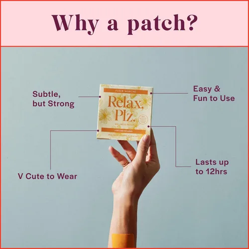 Vista 5 de Fleur Marche Relax, Plz Botanical Patch - Parche de bienestar calmante y relajante con ashwagandha, manzanilla y otros poderosos adaptógenos