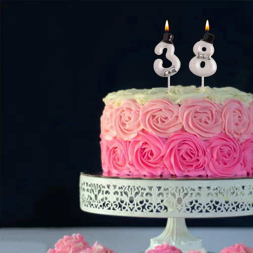 Vista 4 de Velas de cumpleaños número 38, color blanco 83 y 38 años de edad, velas de cumpleaños, decoraciones de fiesta de cumpleaños, regalos para hombres