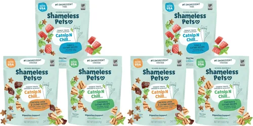 Vista 6 de Shameless Pets Golosinas para gatos con Catnip y pollo para la salud digestiva, crujientes