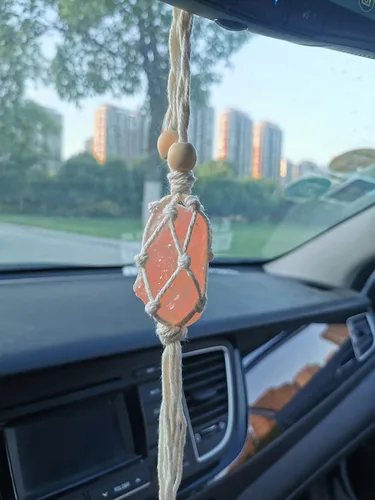 Colgante hecho a mano del espejo retrovisor del coche de sal del Himalaya Decoración del coche Adornos colgantes para ti
