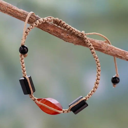 Vista 2 de NOVICA multi-gem pulsera con abalorio Ágata, 6.75" "Midnight Flame