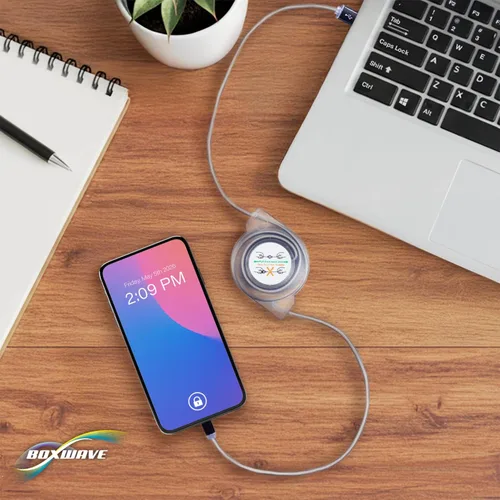 Vista 8 de BoxWave Cable Compatible with Allview Viva C703 - miniSync - USB-A to USB Type-C, Retractable Cable 5 Pre-Set Lengths Avoid Tangles