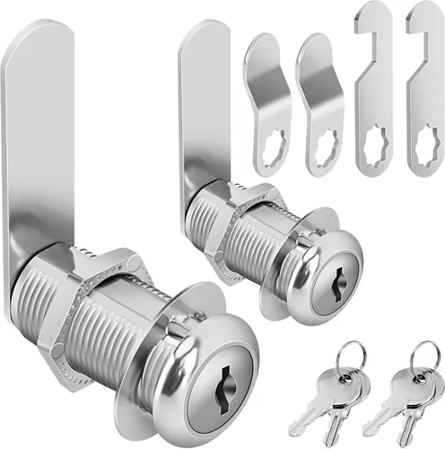 Vista 11 de Cerraduras de leva para gabinete, llaves similares, cilindro de 1-3/8'' (longitud) se adapta a un grosor máximo del panel de 1-1/8', juego de 16
