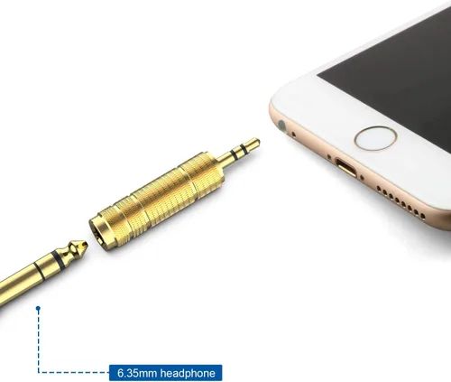 Vista 4 de DIGITNOW Adaptador de auriculares de 0.250 in (1/4 pulgada) macho a 0.138 in (1/8 pulgadas) hembra y conector macho de 0.138 in a conector hembra