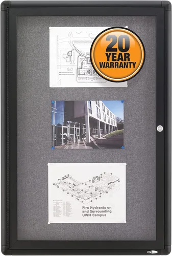 Vista 3 de Quartet QRT2363L - Tablón de anuncios de tela de radio cerrado, 2 x 3, 1 puerta, marco de grafito