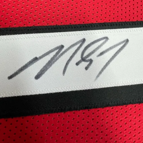 Vista 2 de Framed AutographedSigned Michael Mike Vick 33x42 Atlanta Red Football Jersey PSADNA COA